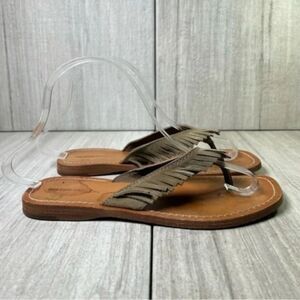 Frye Ava Fringe Leather Thong Flat Sandals Flip Flops Causal Shoes Womens Size 7